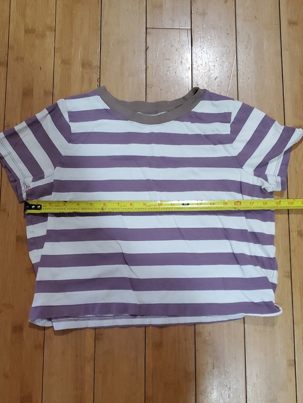 Madewell Womens Lilac & White Striped Crop Tee Small